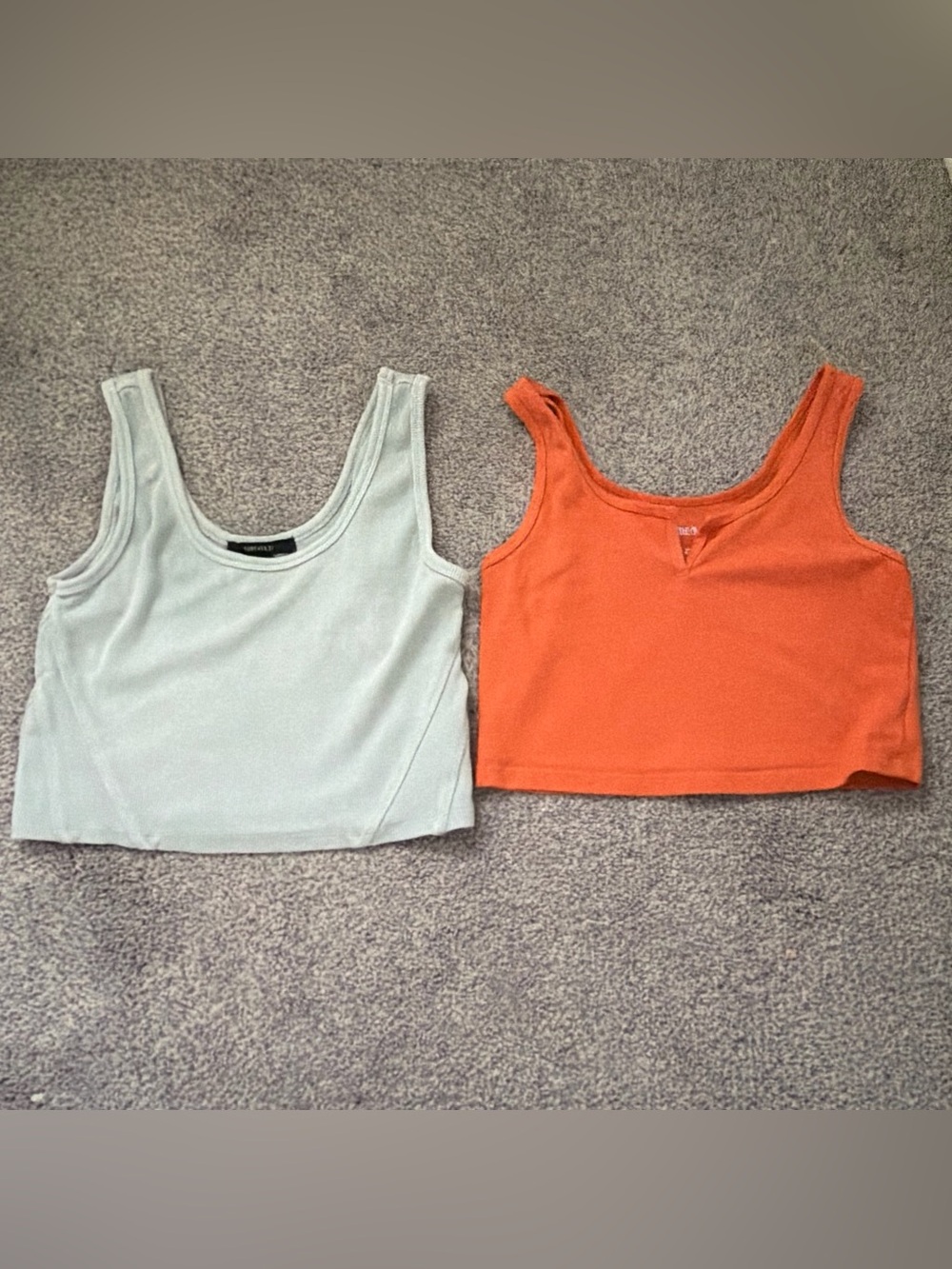 Cropped Tank Top – Light Blue and Orange Sleeveless Tops